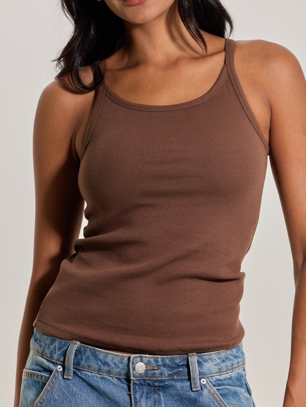 Klassy Ribbed Brami Full Length Brown